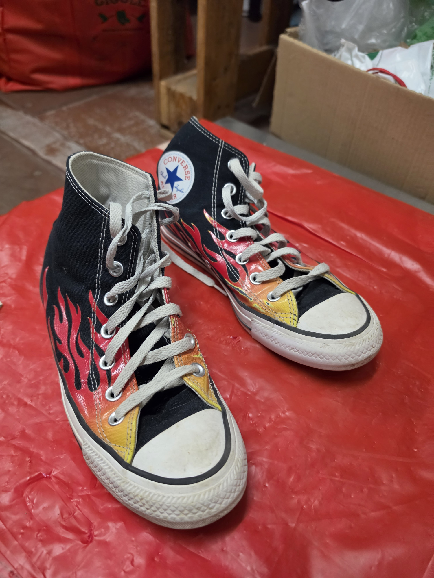 CONVERSE BLU CON FIAMMA n.38
