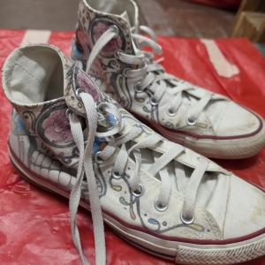 CONVERSE BIANCHE CON DISEGNO n.37,5